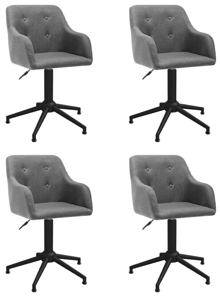 vidaXL Cadeiras de jantar giratórias 4 pcs tecido cinzento-claro