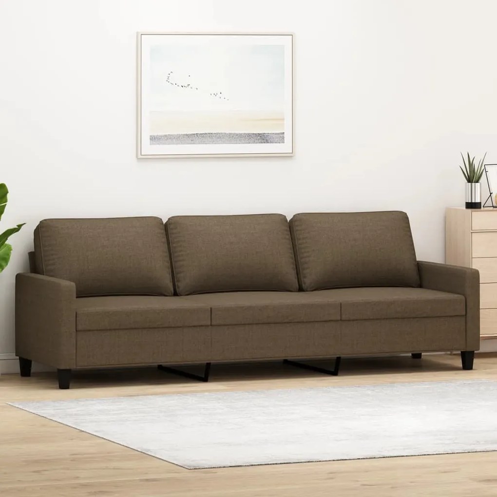 vidaXL Sofá de 3 lugares tecido 210 cm castanho