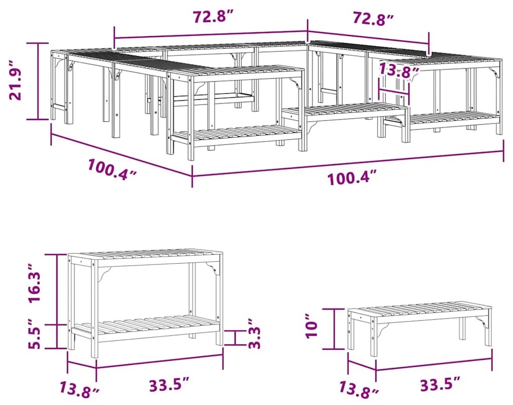 Entorno para Banheira de Hidromassagem Castanho 250 x 250 cm