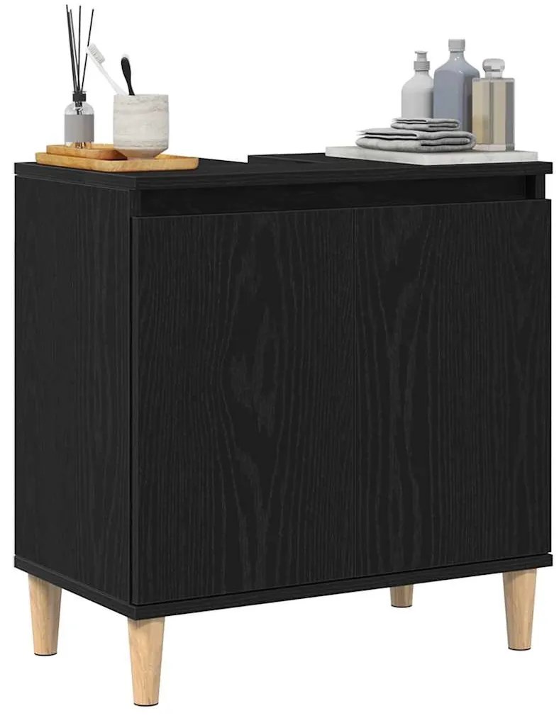 Gabinete de Pia vidaXL Preto Carvalho 58x33x60 cm Madeira Engenharia