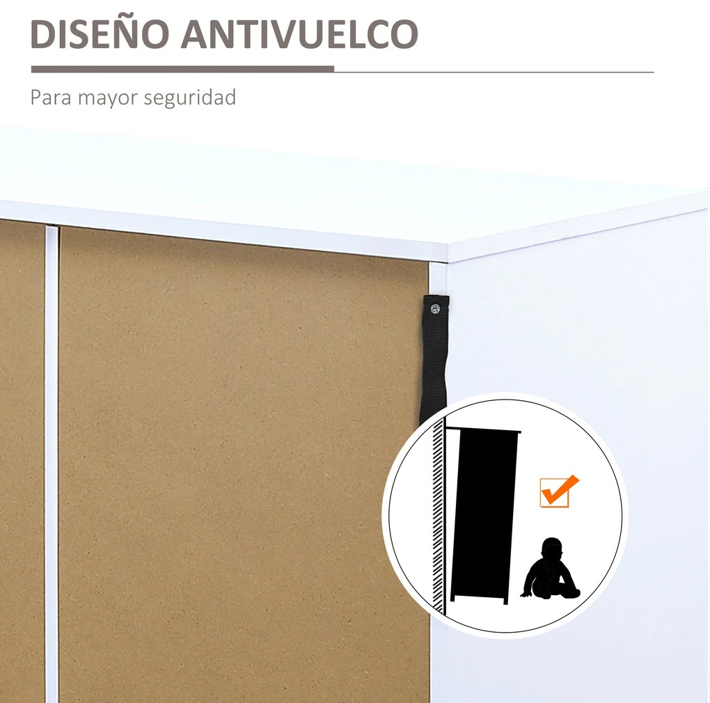 HOMCOM Aparador de Cozinha com 4 Portas Prateleiras Ajustáveis e Pés Metalicos Móvel Auxiliar Moderno para Sala de Estar Sala de Jantar 147,2x40,5x76,2cm Natural e Branco