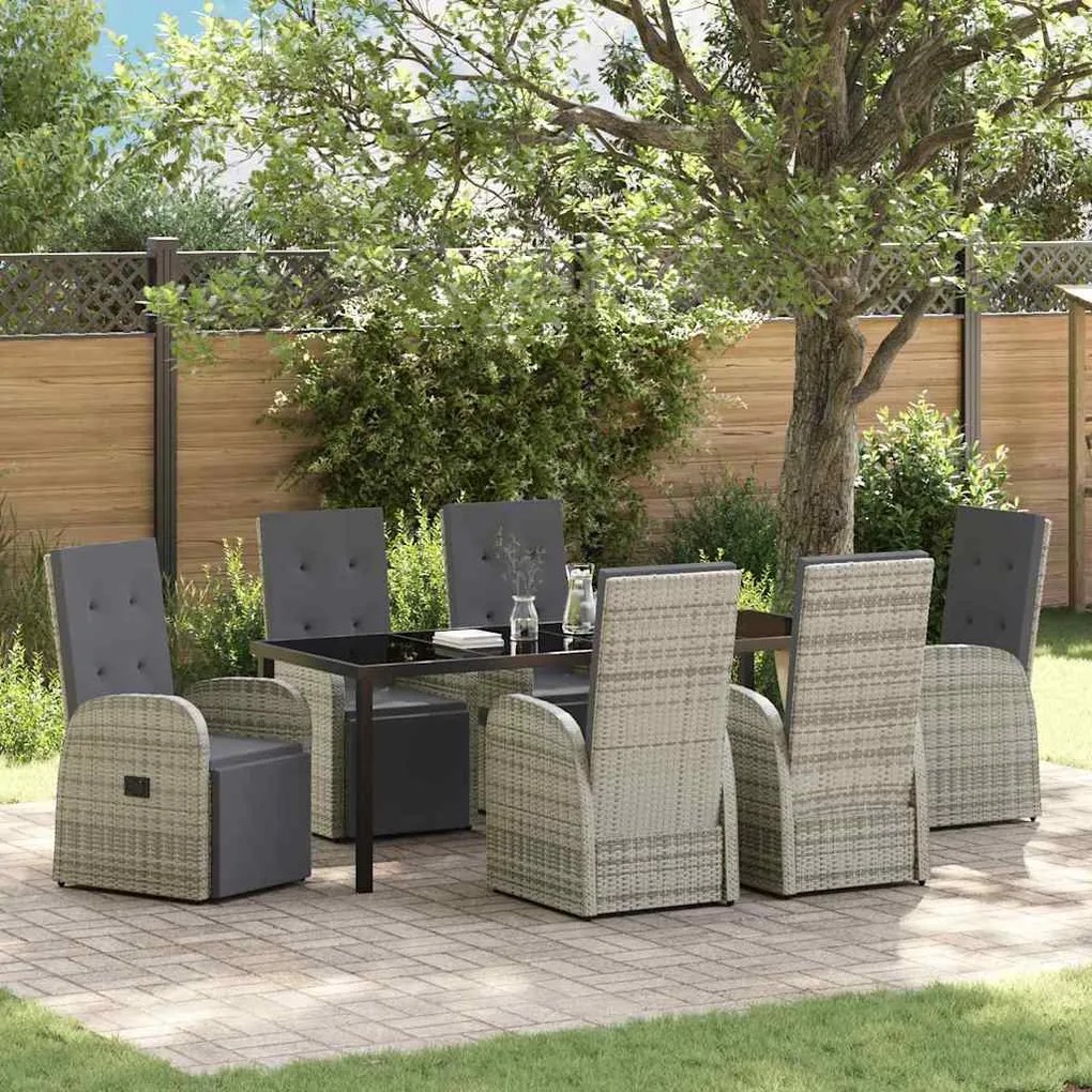 vidaXL Cadeiras Reclináveis de Jardim 7 pcs Cinzento 200 x 80 x 73 cm