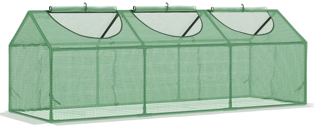 Outsunny Estufa 180x60x60cm Estufa de Jardim com 3 Janelas Enroláveis para Cultivo de Plantas Verduras Flores Verde