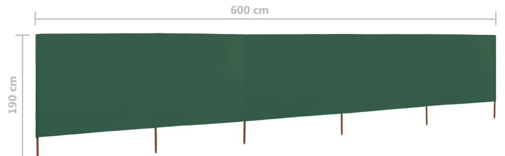 Para-vento com 5 painéis em tecido 600x160 cm verde