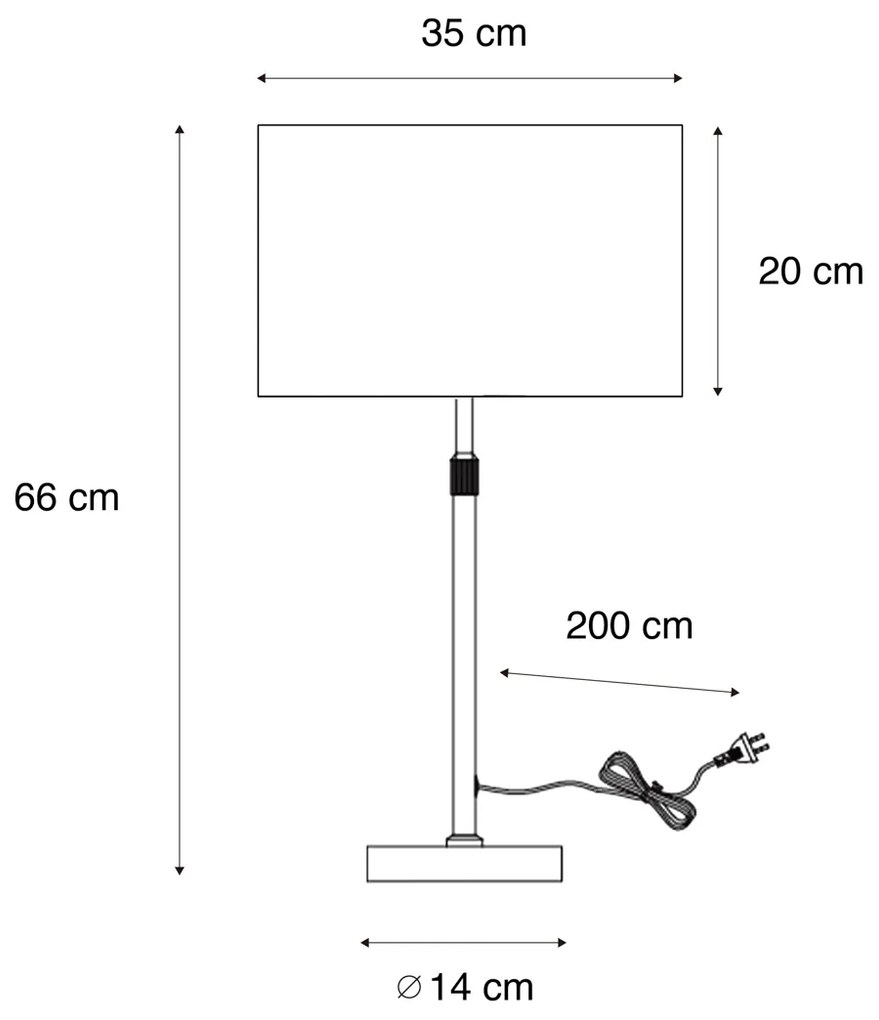Candeeiro de Mesa Preto com Abajur em Veludo Verde 35cm - Parte