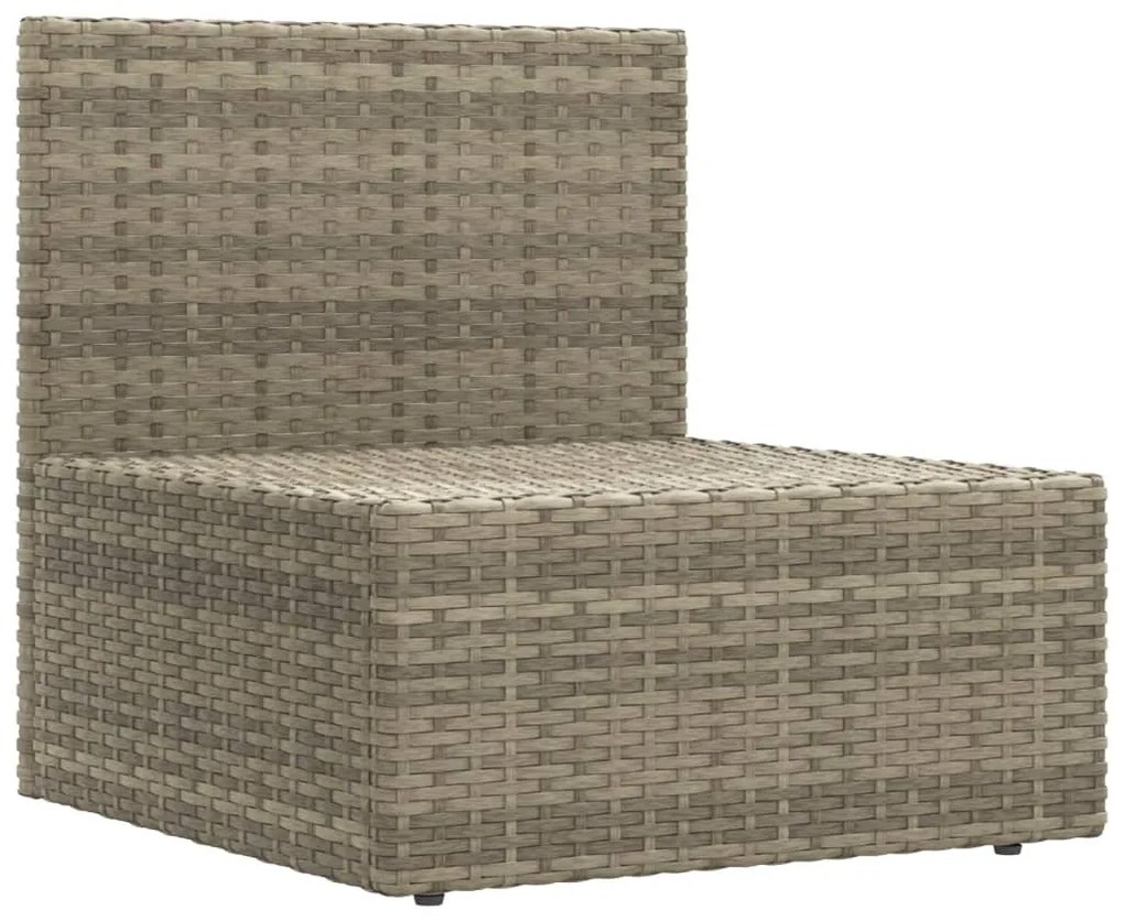 7 pcs conjunto lounge de jardim c/ almofadões vime PE cinzento