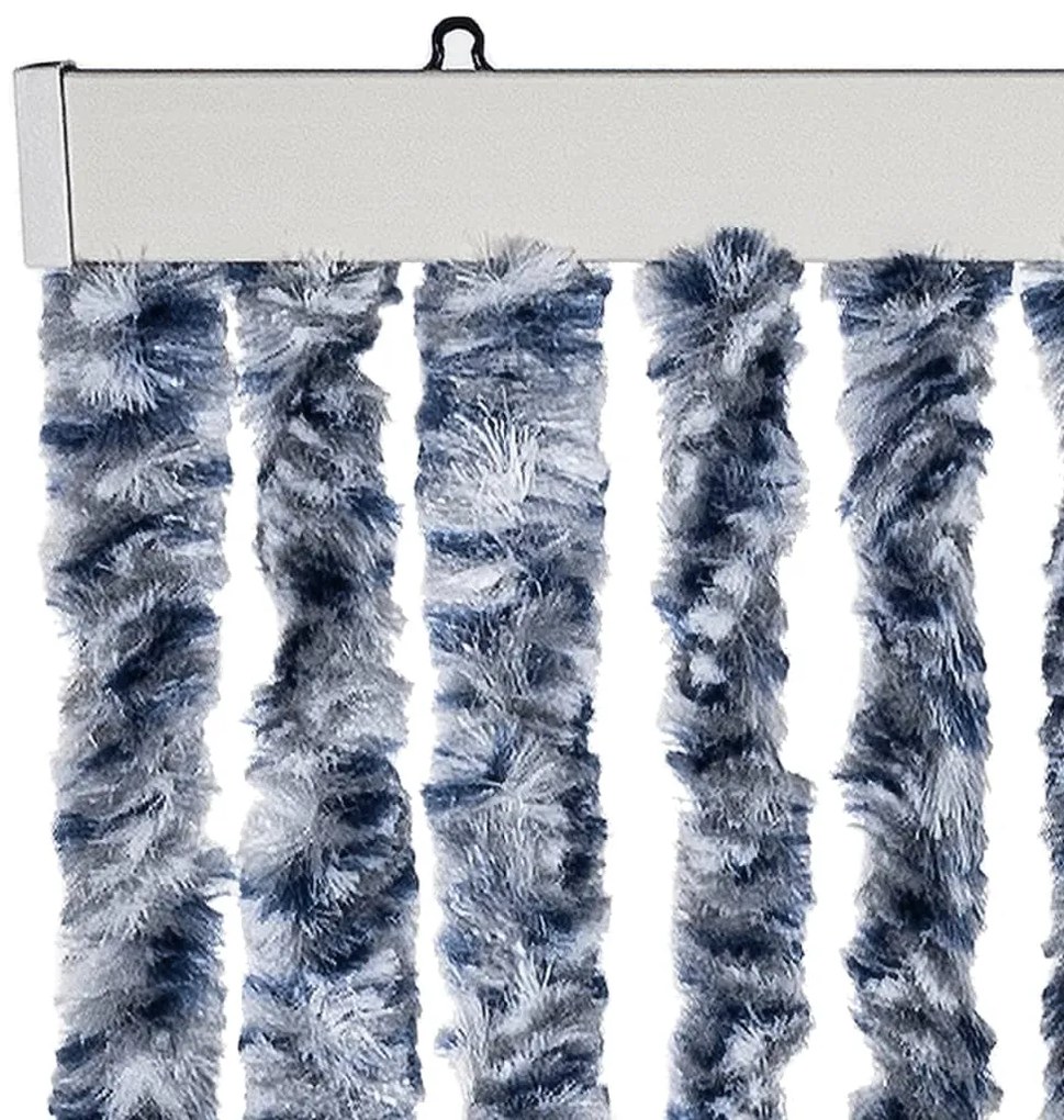Cortina anti-insetos 100x230 cm chenille azul e branco