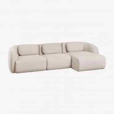 Coquette Sofá Modular De Chenille De 3 Peças Com Chaise Longue Tecido Chenille Beige Creme - Sklum