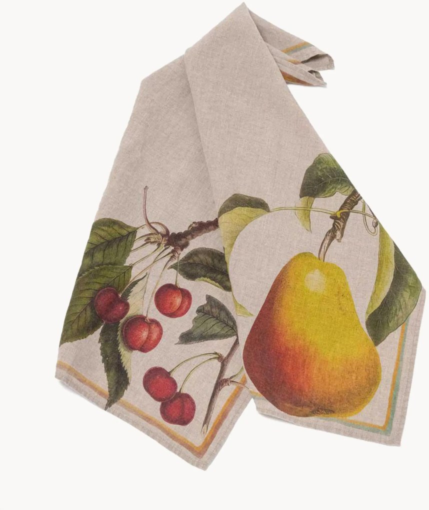Panos de cozinha em linho Cherry & Pear, conjunto de 2
