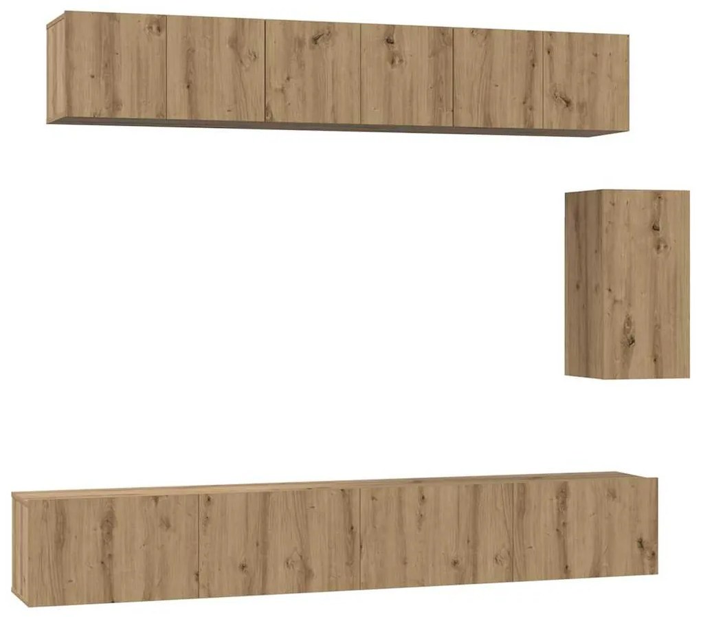 Conjunto de móvel de TV com gaveta com prateleira 6 pcs carvalho artis