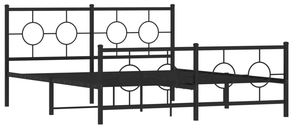 Estrutura de cama com cabeceira e pés 150x200 cm metal preto