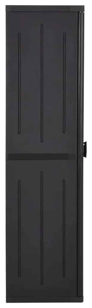 Armário de arrumação para jardim 65x45x172 cm vime PP preto