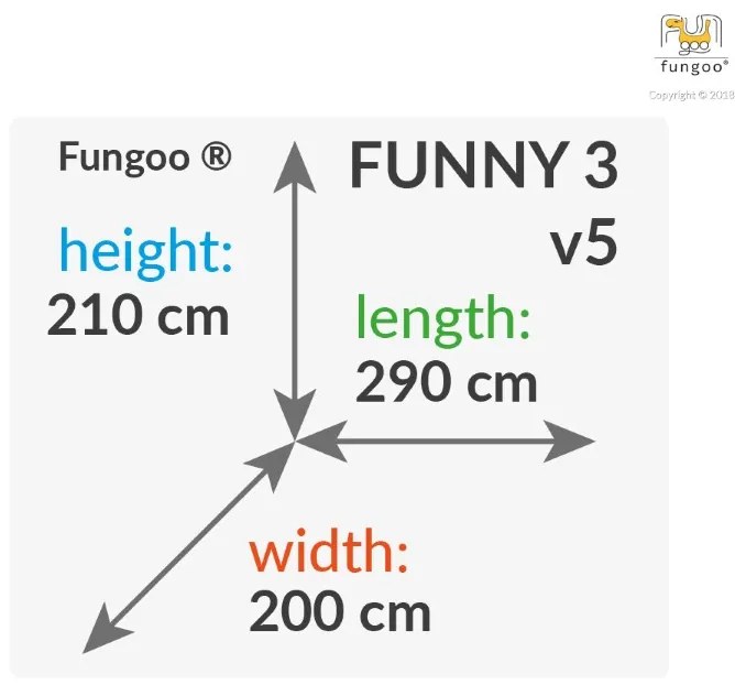 Parque infantil Crianças Exterior FUNNY 3 Com Escorrega, 1 Baloiços, parede escalada, escada com degraus metálicos, punhos e protecções para as mãos