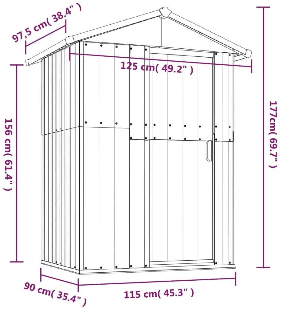 Abrigo de jardim 126x97,5x177 cm aço galvanizado verde