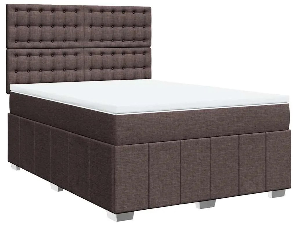 Cama com molas/colchão 140x190 cm tecido castanho-escuro