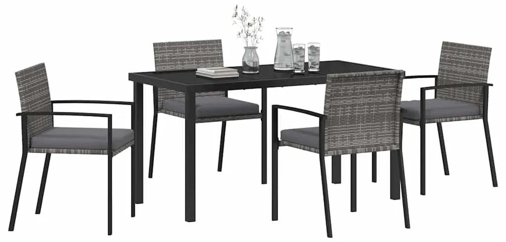 Conjunto de Jantar de Jardim 5 Peças Cinza Rattan PE