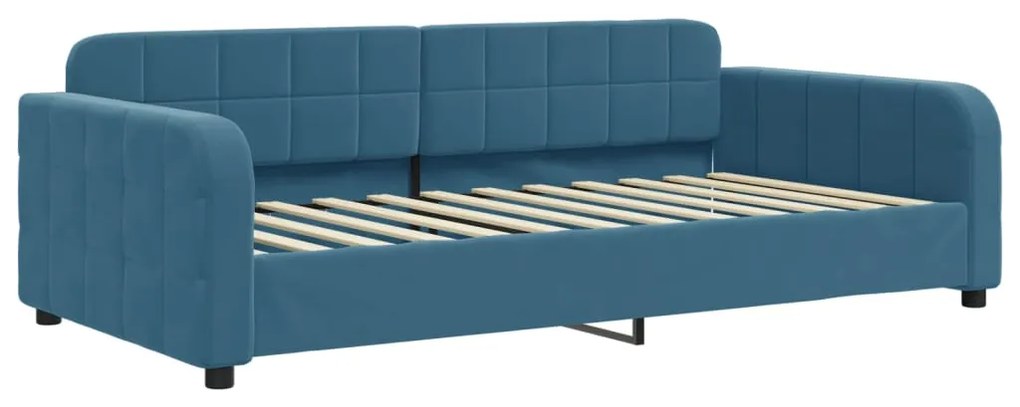 Sofá-cama com colchão 100x200 cm veludo azul