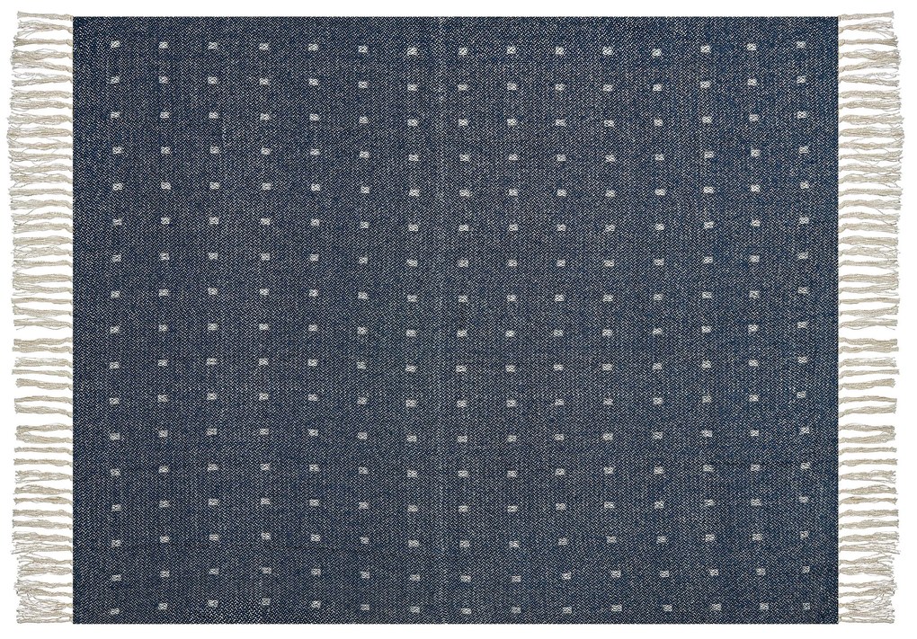 Manta decorativa em algodão e acrílico azul escuro 130 x 170 cm TAARI Beliani