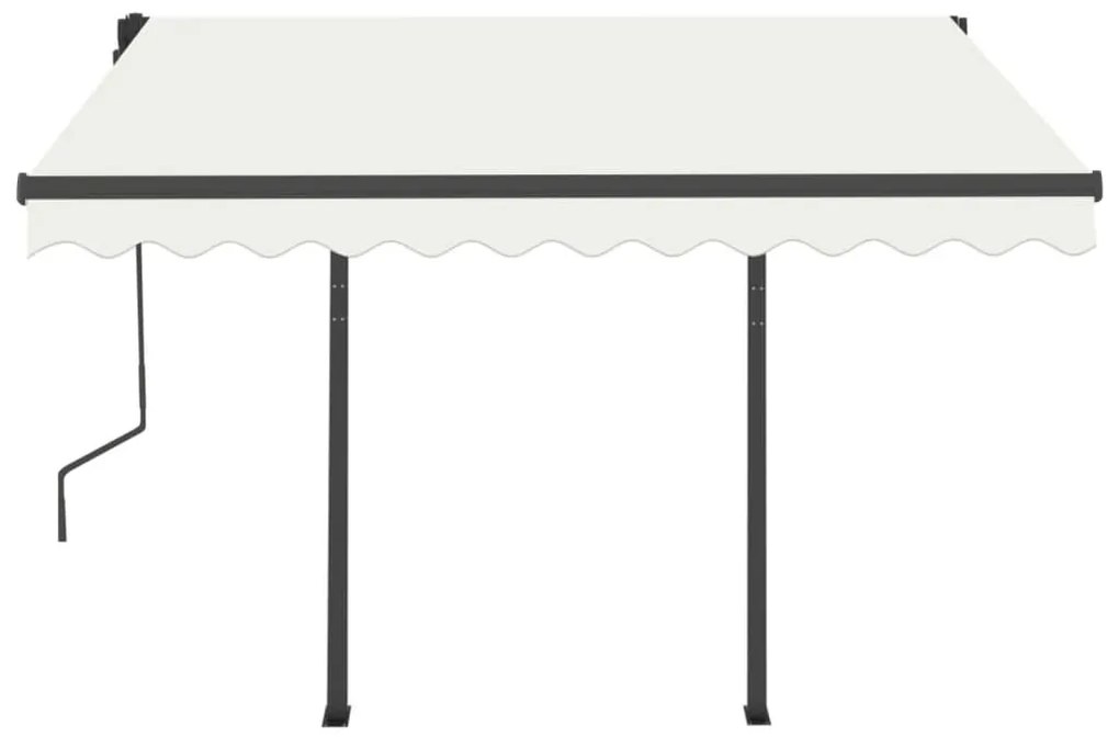 Toldo retrátil automático com postes 3,5x2,5 m cor creme