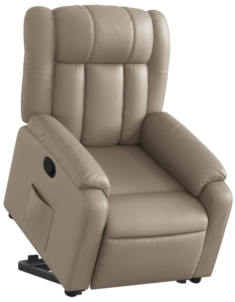 Poltrona reclinável elevatória couro artificial cor cappuccino
