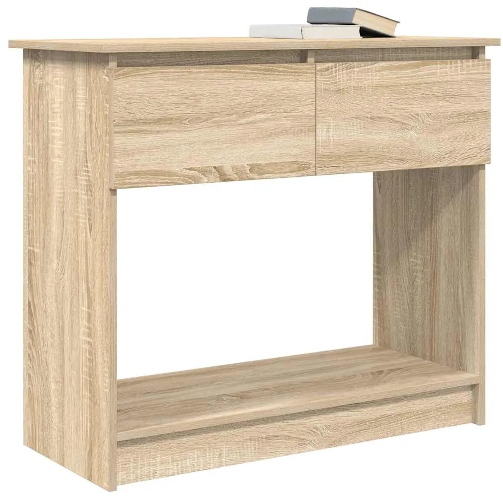 Mesa consola com gavetas 85,5x38,5x74,5 cm carvalho sonoma