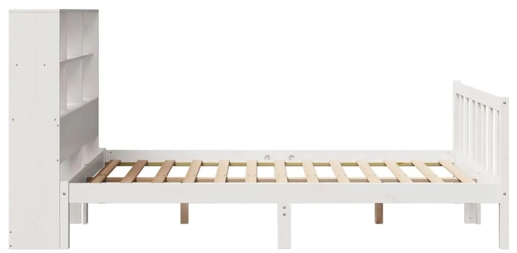 Cama com estante sem colchão 140x200 cm pinho maciço branco
