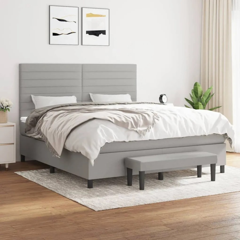 vidaXL Cama com molas/colchão 180x200 cm tecido cinzento-claro