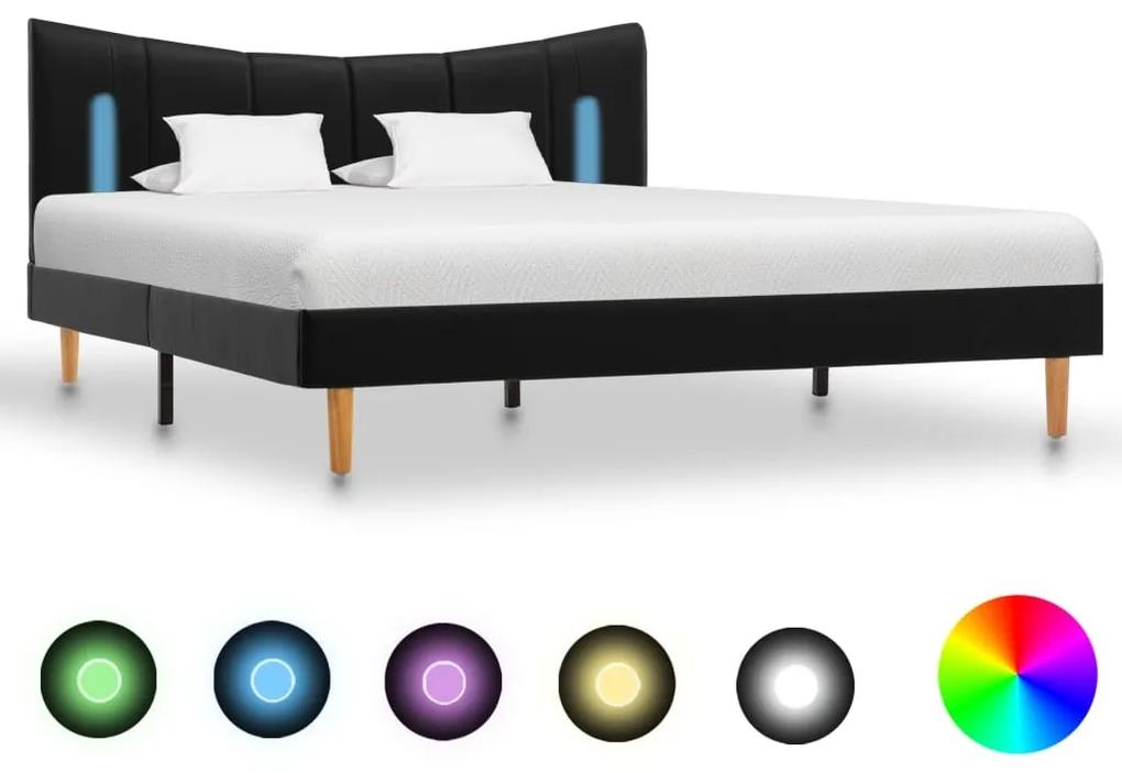 Estrutura de cama com LED 140x200 cm couro artificial preto
