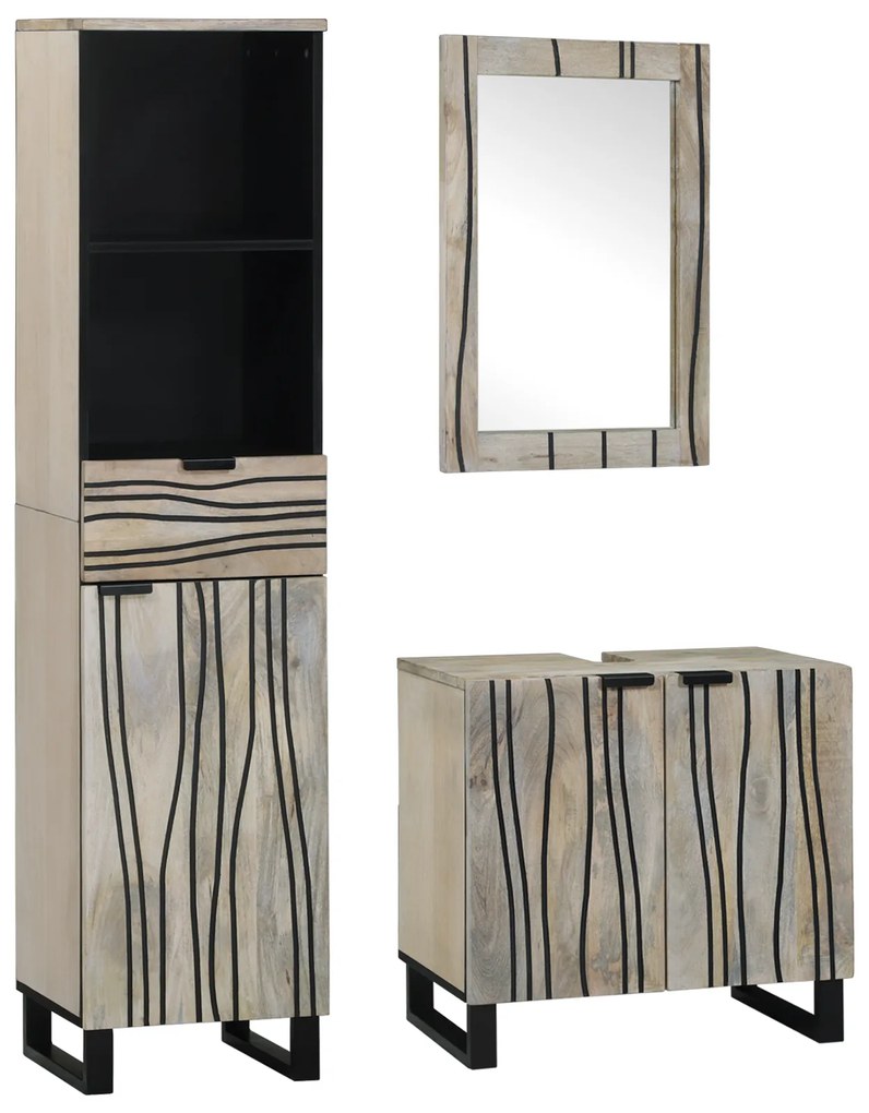 vidaXL Conjunto de Móveis para Banheiro 3 pcs Branco 38 x 33 x 160 cm