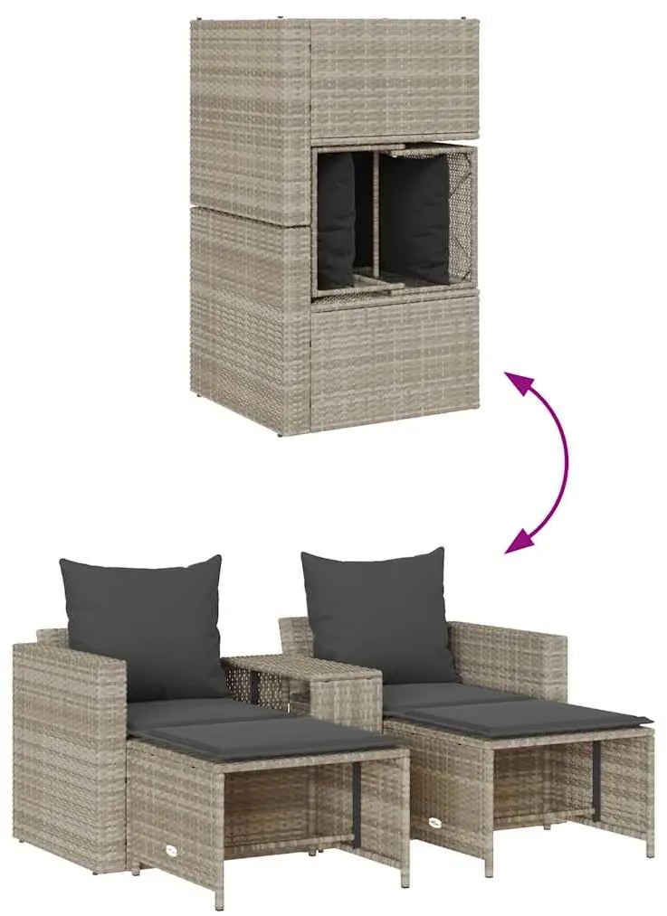 5 pcs conjunto sofás de jardim c/ almofadões empilhável vime PE