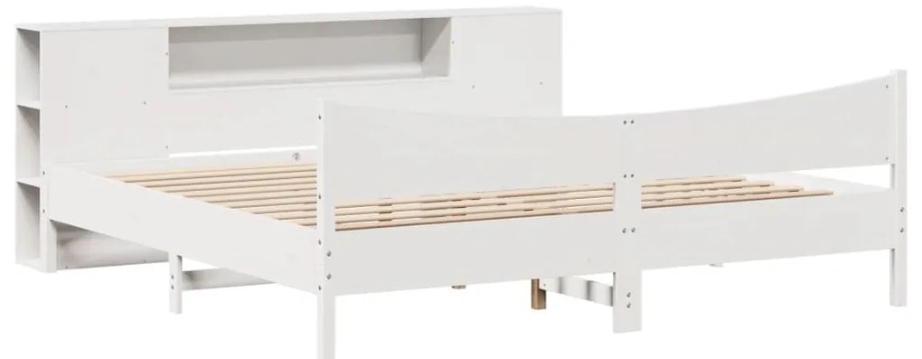 Cama sem colchão 200x200 cm madeira de pinho maciça branco