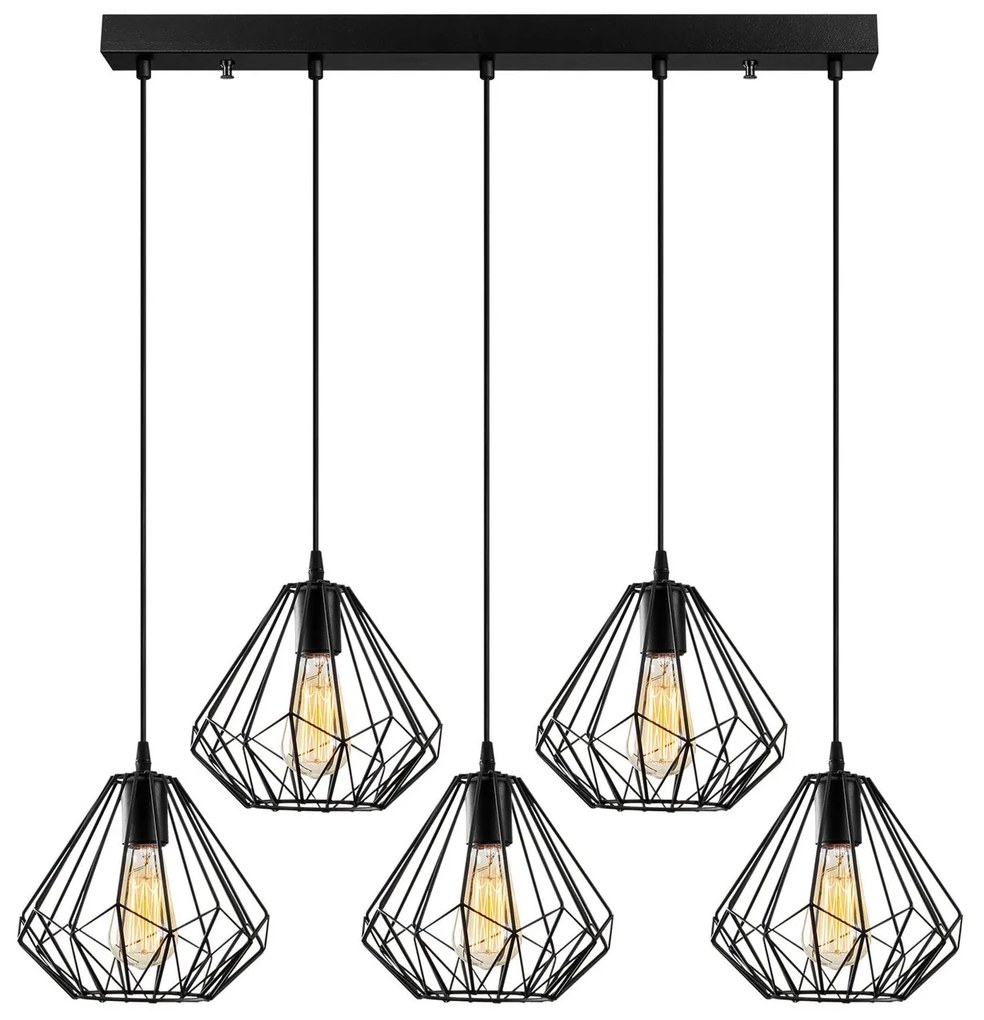 Candeeiro Suspenso Diamond – Preto – Diâmetro 93 cm, Altura 117 cm