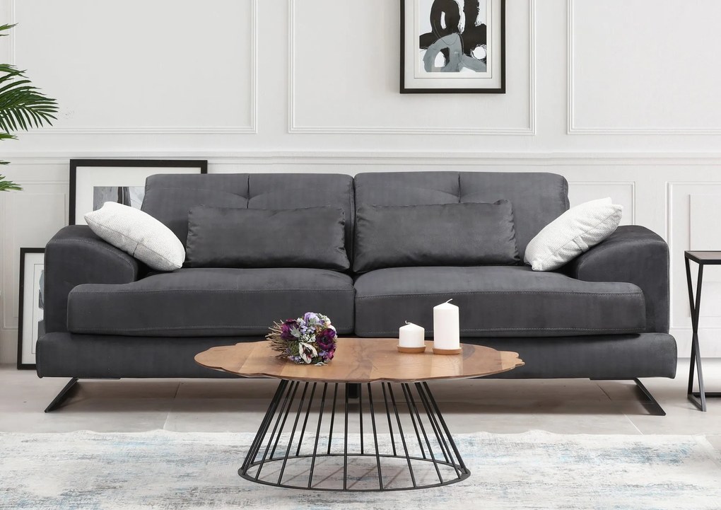 Sofá de 3 Lugares Frido – Antracite – 225x92x79 cm