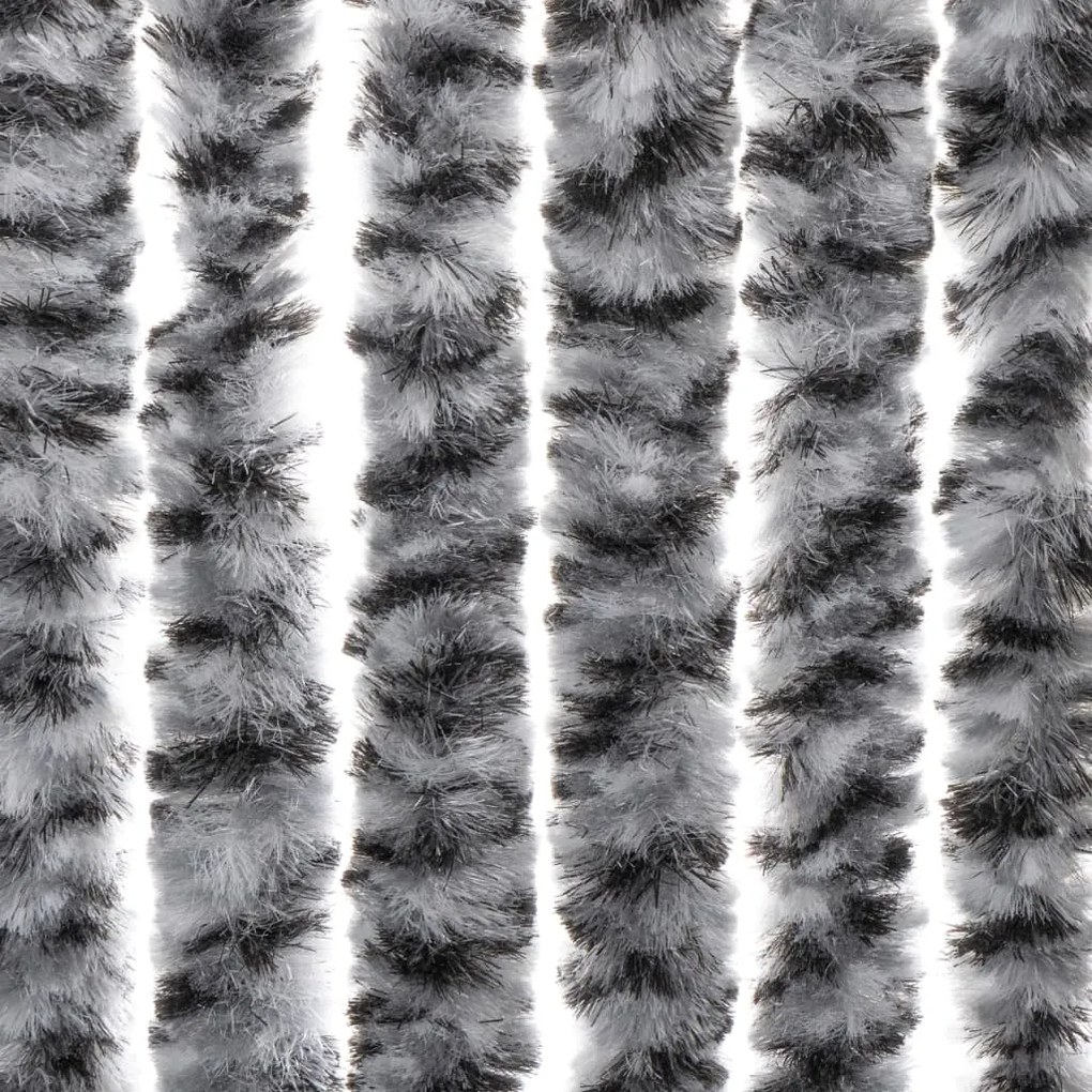 Cortina anti-insetos 100x230 cm chenille cinzento/preto/branco