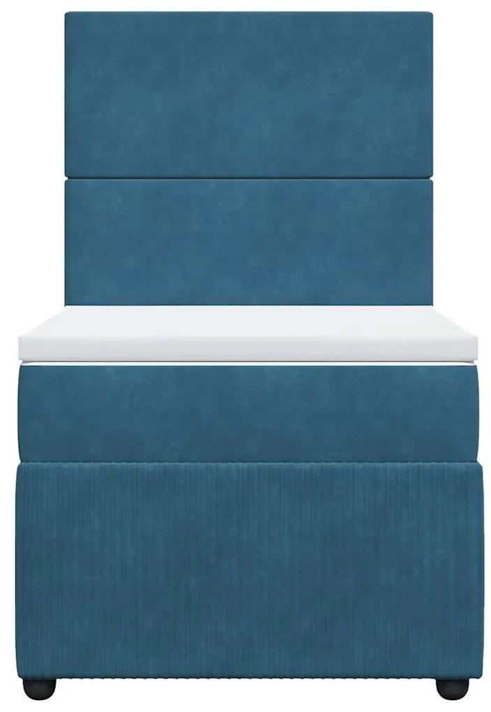 Cama com molas/colchão 90x200 cm veludo azul-escuro