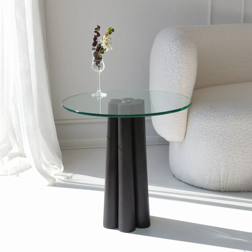 Mesa de Centro Thales – Transparente Preto – 50x50x50 cm
