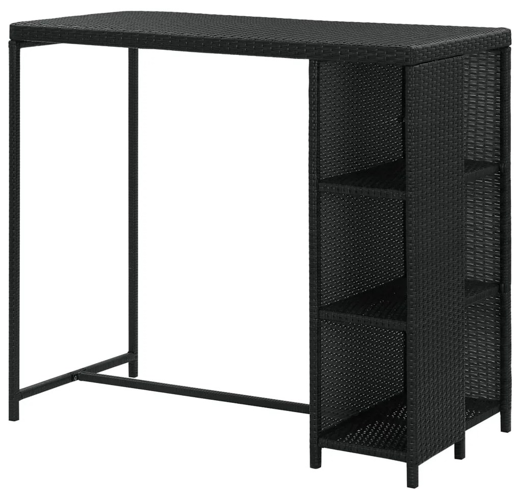 Mesa de bar com prateleiras 120x60x110 cm vime PE preto