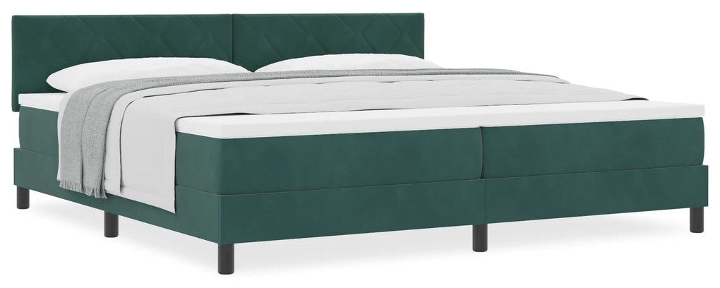 Cama Box com Colchão vidaXL Verde Escuro 200x200 cm Veludo