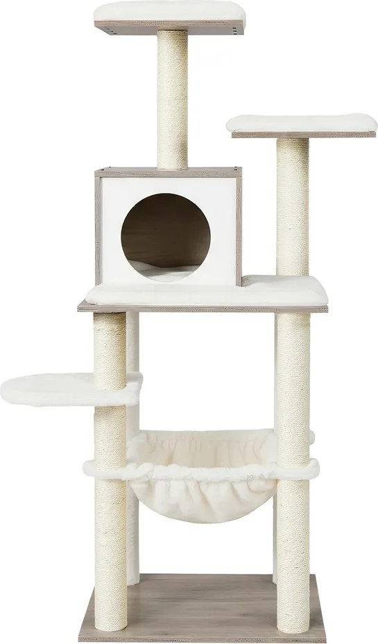 Arranhador de arranhar para gatos 55 x 45 x 138 cm cinza-bege