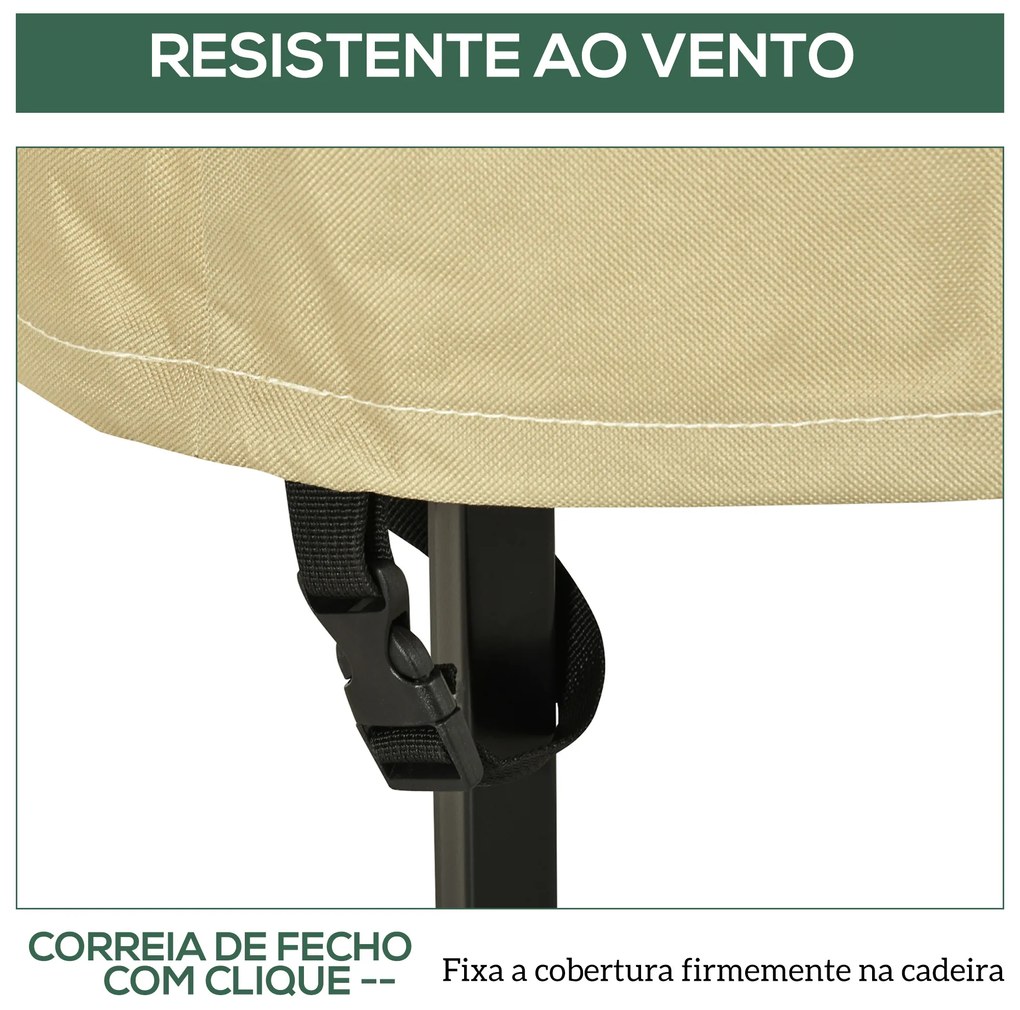 Capa para Cadeiras Empilháveis 90x70x115 cm Impermeável em Tecido Oxford 600D Capa para Móveis de Jardim Anti-UV Bege e Castanho