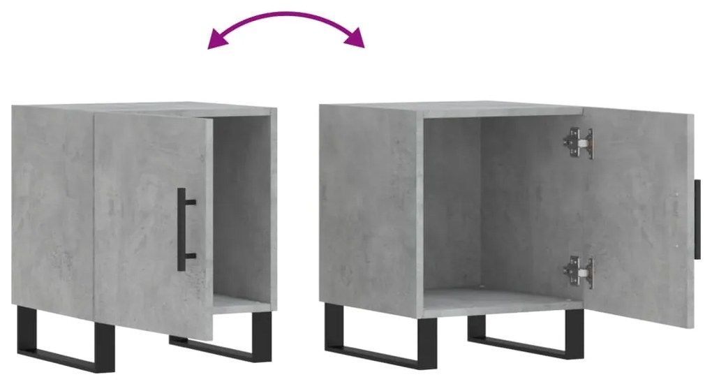 Mesa cabeceira 2pcs 40x40x50 cm derivados madeira cinza cimento