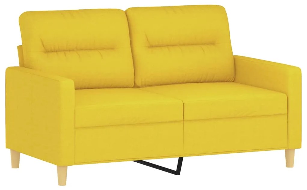 4 pcs conjunto de sofás com almofadões tecido amarelo-claro