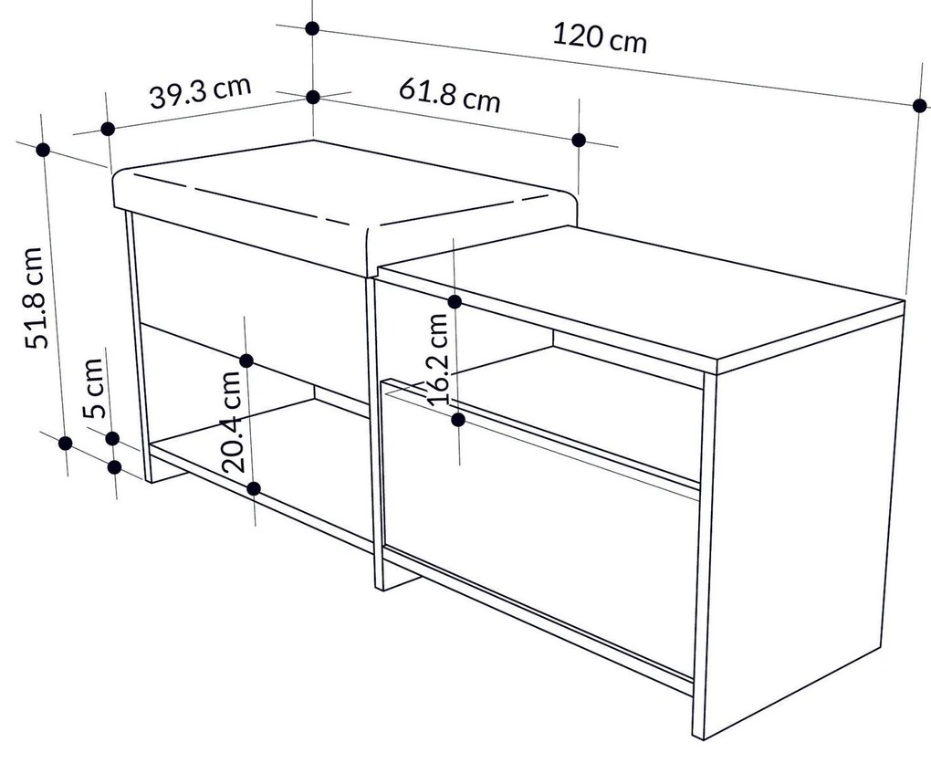 Sapateira Berlin – Nogueira/Branco – 60x200x35 cm