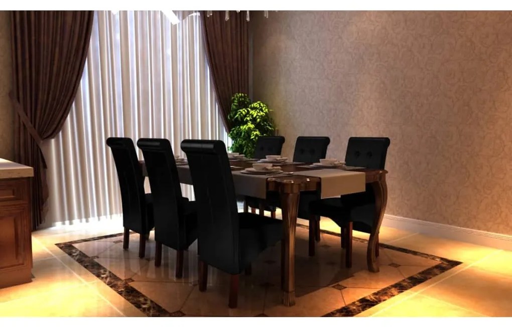 Cadeiras de jantar 6 pcs couro artificial preto