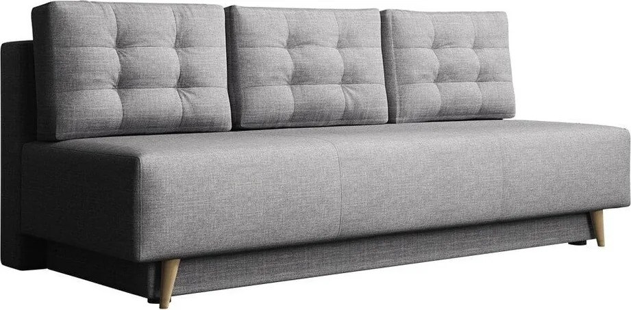 Sofá-cama Columbus 140, Cama com arrumação, Cinzento claro, 90x200x87cm, 75 kg, Pernas: Madeira, Madeira: Pinheiro