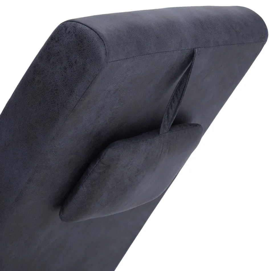 Chaise longue de massagem c/ almofada camurça artif. cinzento