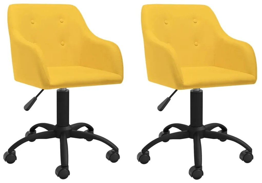 vidaXL Cadeiras de jantar giratórias 2 pcs tecido amarelo