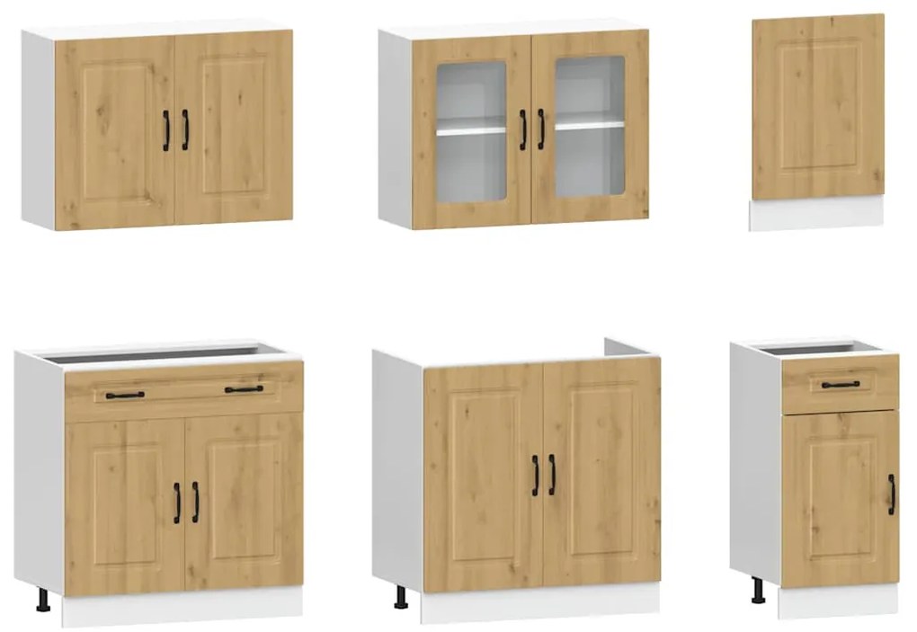7 peças armário de cozinha conjunto Kalmar carvalho artisiano