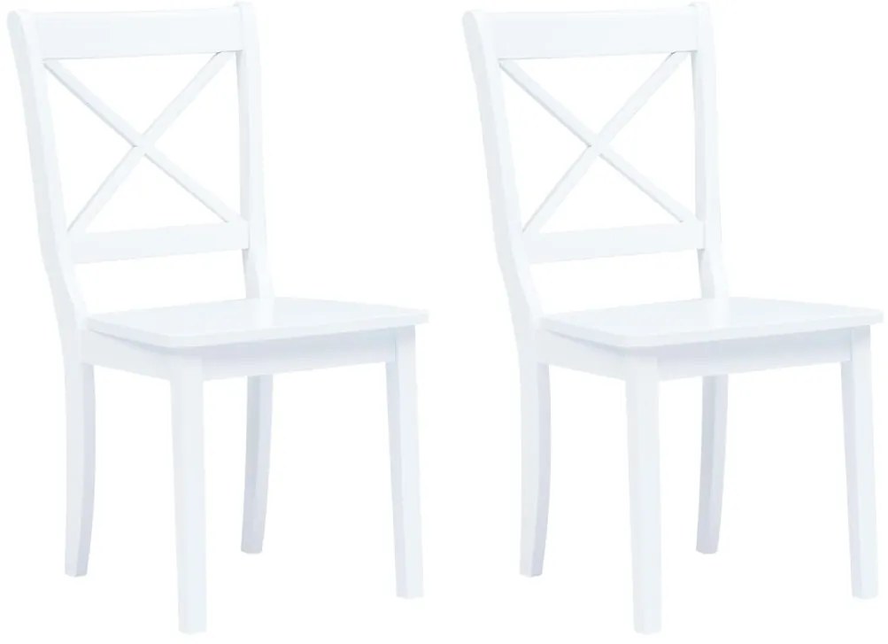 Cadeiras de jantar 2 pcs madeira de seringueira maciça branco