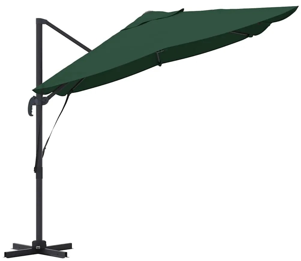 Guarda-Sol Cantilever Roma Verde 352x251x260 cm em Alumínio
